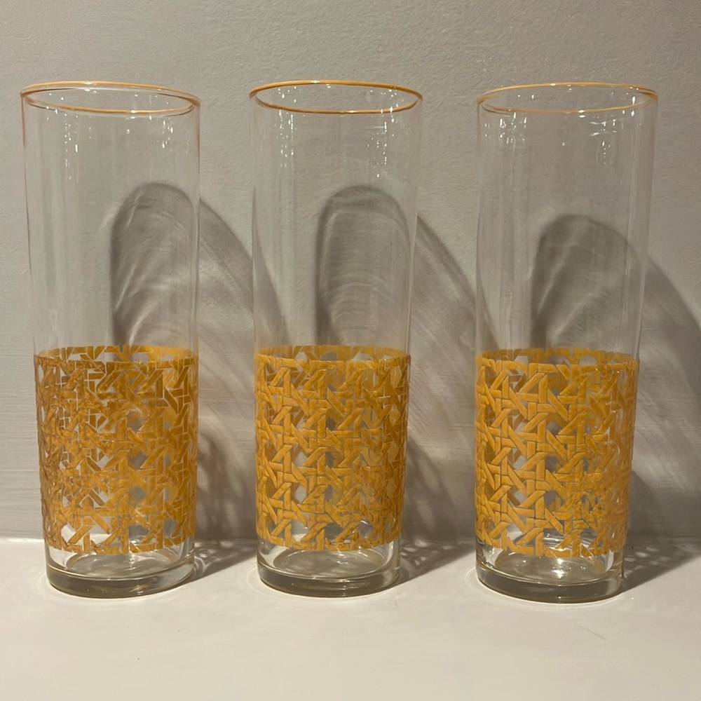 MCM Wicker Patterned Libbey Glasses